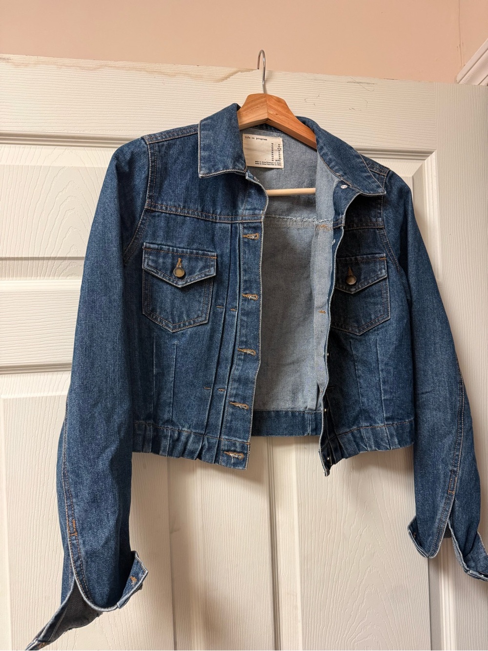 Life in Progress- XS Classic Blue Denim Jacket - Women's Cropped Jean Jacket